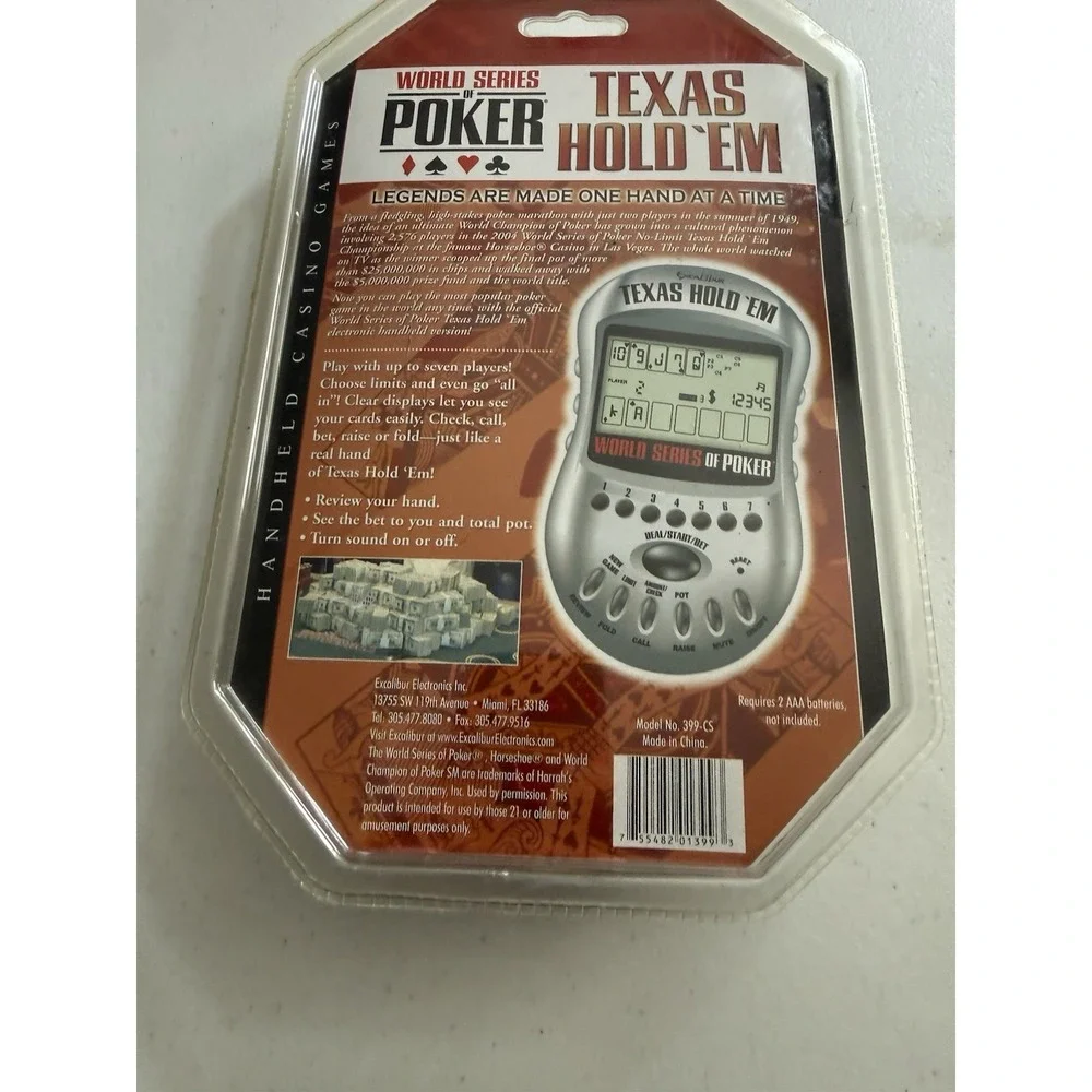 Handheld World Series Of‎ Poker Texas Hold 'em Electronic Casino Game 399-CS NEW
